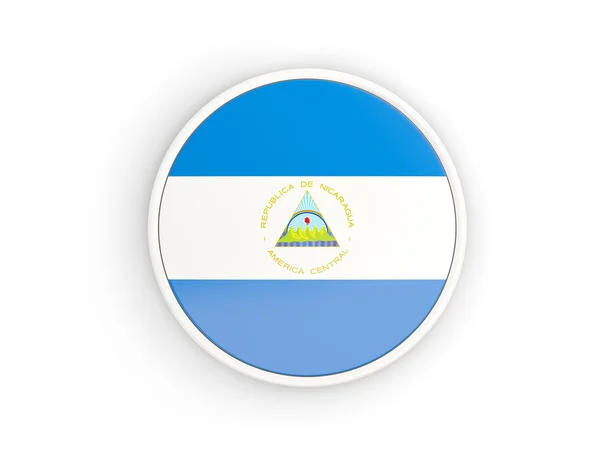 Bandera de nicaragua. Icono redondo con marco —  Fotos de Stock