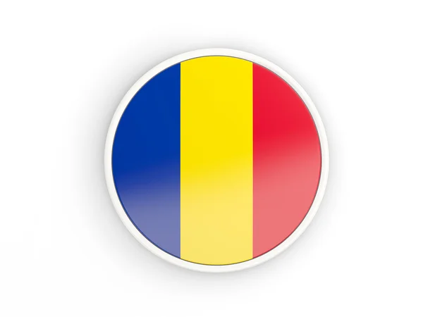 Bandera de romania. Icono redondo con marco —  Fotos de Stock