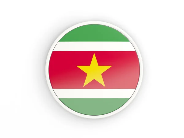 Flag of suriname. Round icon with frame — Stock Photo, Image