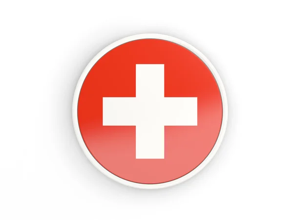 Švýcarská vlajka. Kulatá ikona s rámečkem — Stock fotografie