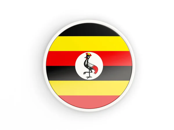 Flagga i uganda. Runda ikonen med ram — Stockfoto