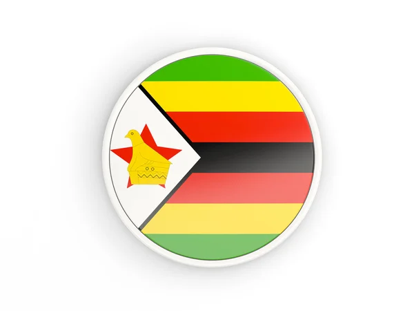 Bandeira de zimbabwe. Ícone redondo com quadro — Fotografia de Stock