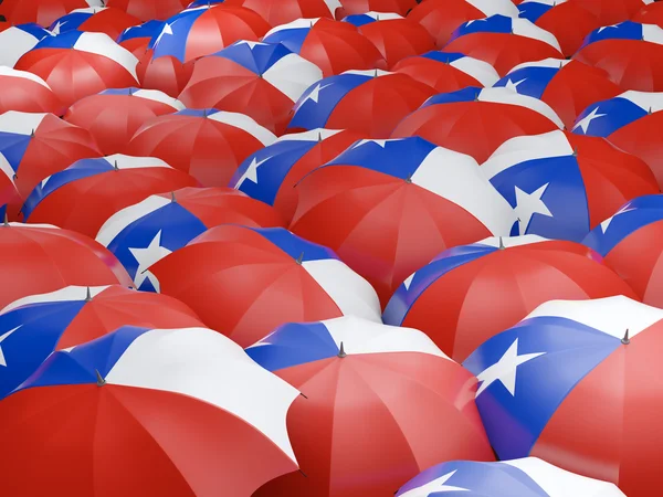 Umbrellas with flag of chile — Stock Photo, Image