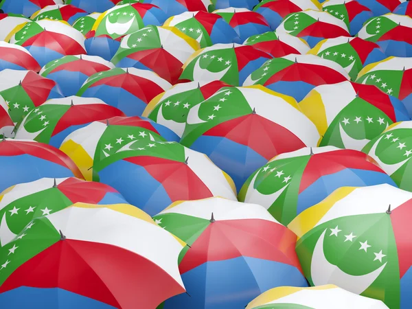 Зонты с коморским флагом — стоковое фото
