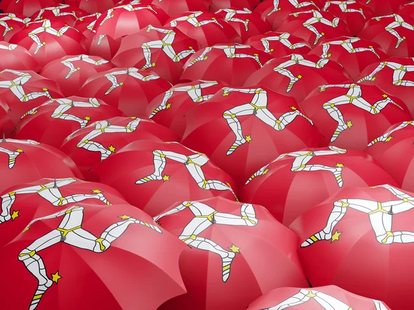 Umbrellas with flag of isle of man — Stock Photo, Image