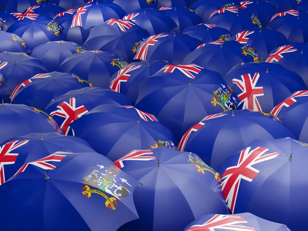 Umbrellas with flag of south georgia and the south sandwich isla — Stock Photo, Image