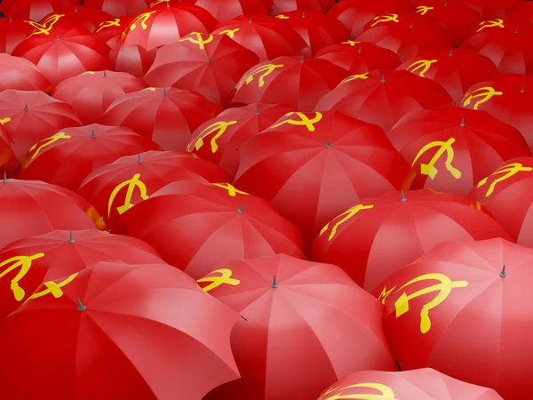 Umbrellas with flag of ussr — Stock Photo, Image