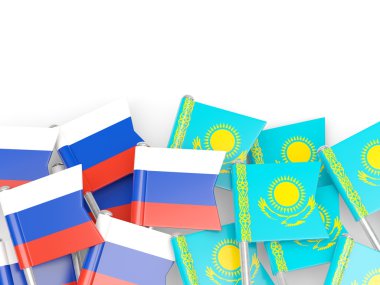 Rusya ve Kazakistan beyaz izole bayrakları