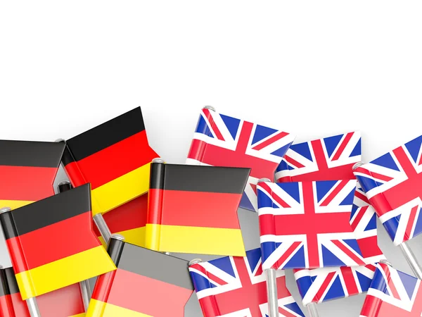 Bandiere della Germania e del Regno Unito isolate su bianco — Foto Stock