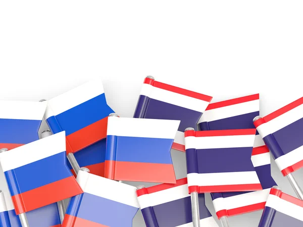 Bandeiras da Rússia e Tailândia isoladas em branco — Fotografia de Stock