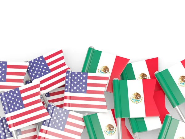 Flaggor av Usa och Mexico isolerad på vit — Stockfoto