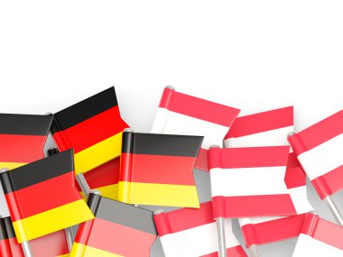 Almanya ve Avusturya üzerine beyaz izole bayrakları