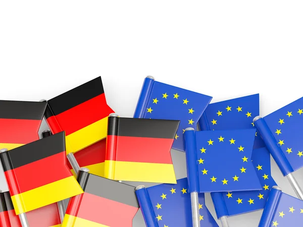 德国和欧洲联盟上白色孤立的国旗 — 图库照片