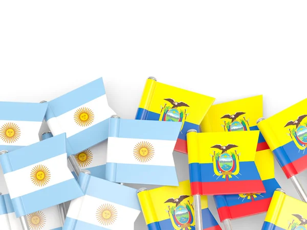 Flaggen Argentiniens und Ecuadors isoliert auf weiß — Stockfoto