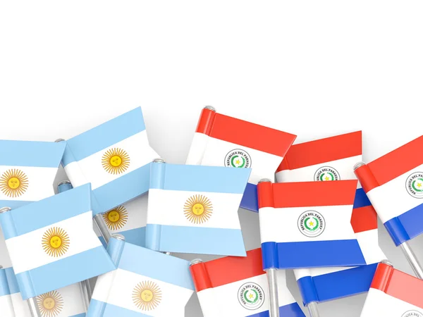 Banderas de Argentina y Paraguay aisladas sobre blanco — Foto de Stock