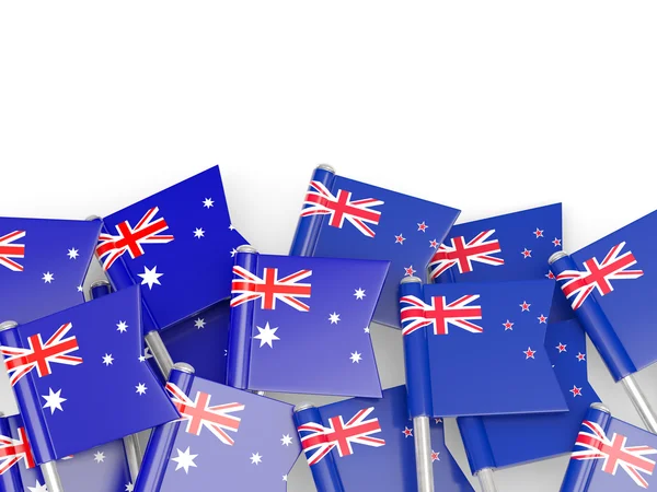 Ausztrália és Új-Zéland, elszigetelt fehér zászlók — Stock Fotó