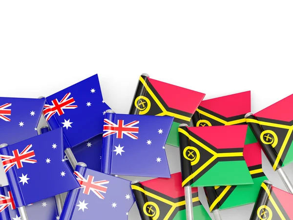Lijst van vlaggen van Australië en Vanuatu geïsoleerd op wit — Stockfoto