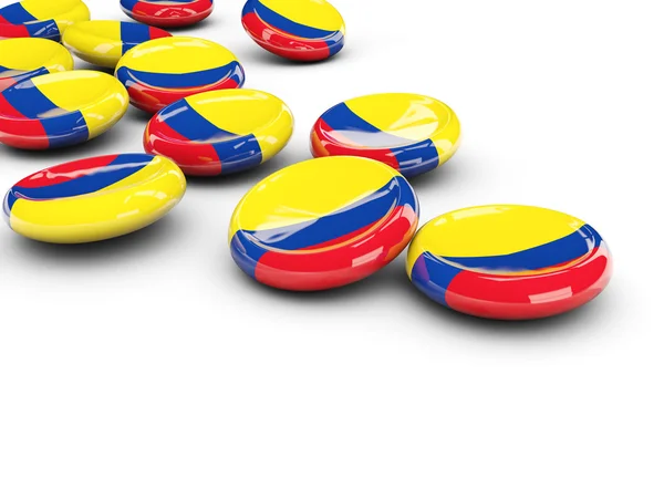 Flagga för colombia, runda knappar — Stockfoto