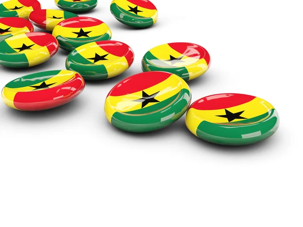 Flagga av ghana, runda knappar — Stockfoto