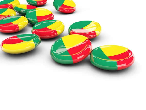 Bandera de benin, botones redondos — Foto de Stock