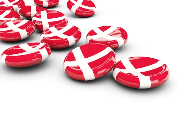 Flagga Danmark, runda knappar — Stockfoto
