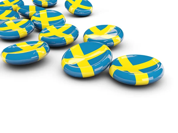 スウェーデン、丸いボタンをフラグします。 — ストック写真