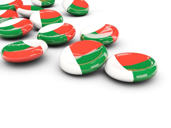 Bandeira de madagáscar, botões redondos — Fotografia de Stock
