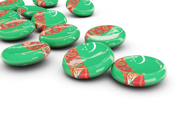 Vlag van turkmenistan, ronde knoppen — Stockfoto