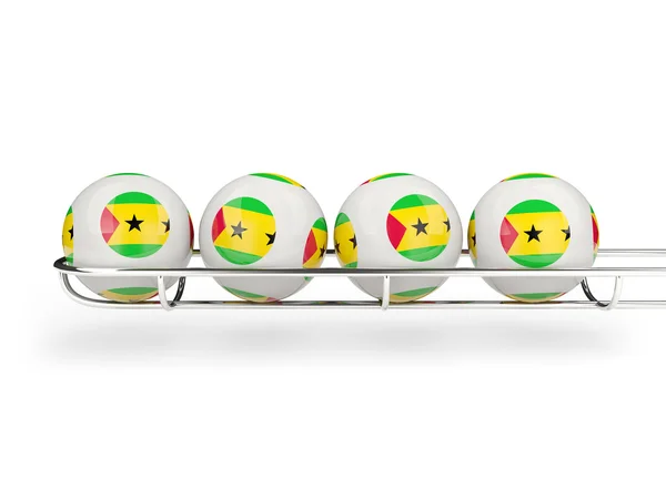 Vlag van sao Tomé en principe op de loterij ballen — Stockfoto