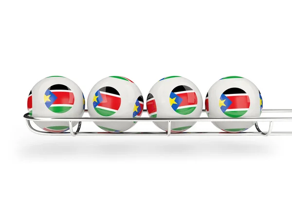 Flag of south sudan on lottery balls — Stock Photo, Image