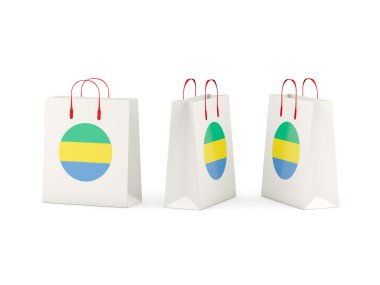 Alışveriş torbaları üzerinde gabon Cumhuriyeti bayrağı