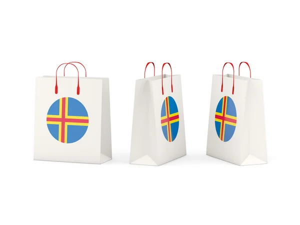 Flag of aland islands on shopping bags — Stock Photo, Image