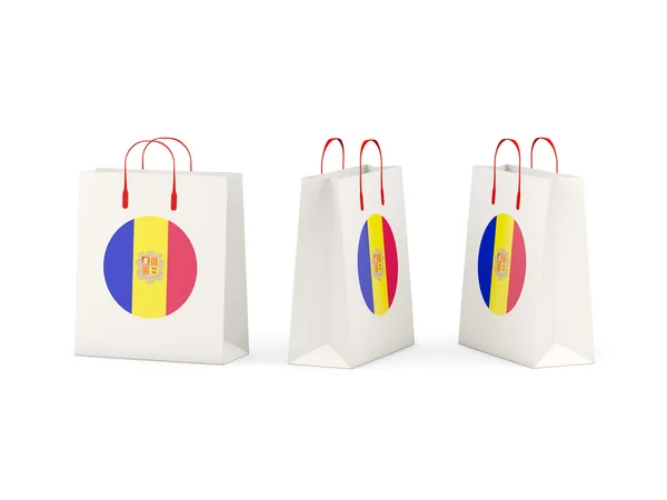 Vlag van andorra op shopping tassen — Stockfoto