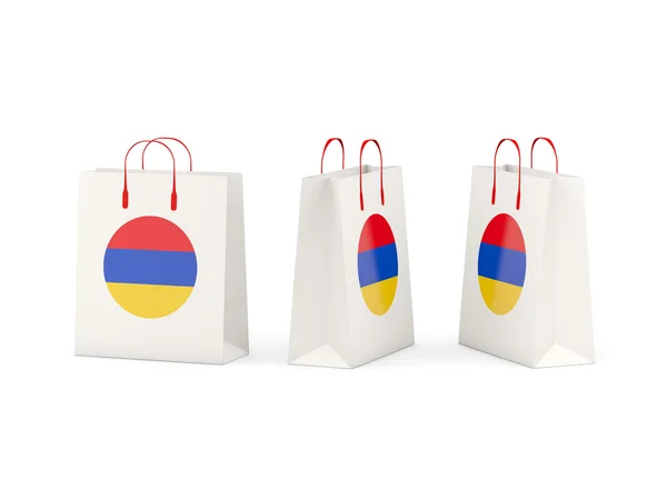 Bandiera di armenia sulle borse della spesa — Foto Stock