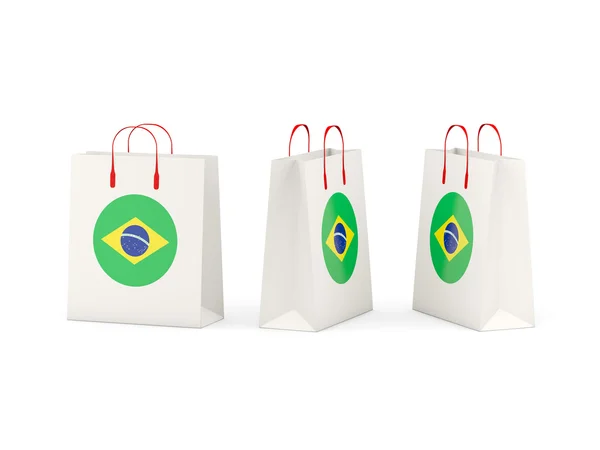 Bandeira do brasil em sacos de compras — Fotografia de Stock