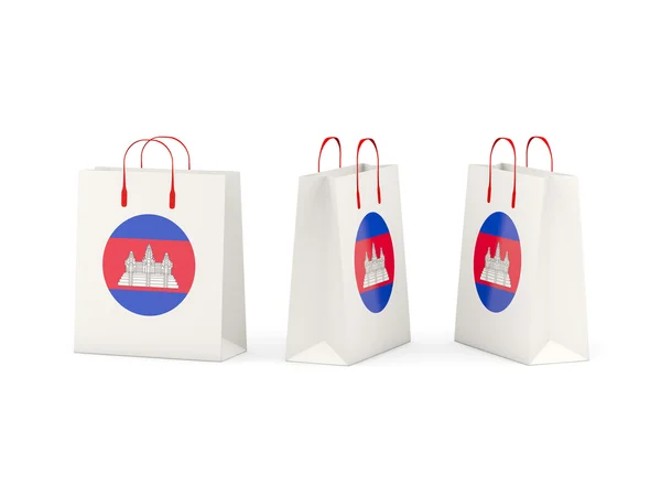 買い物袋をカンボジアの旗 — ストック写真