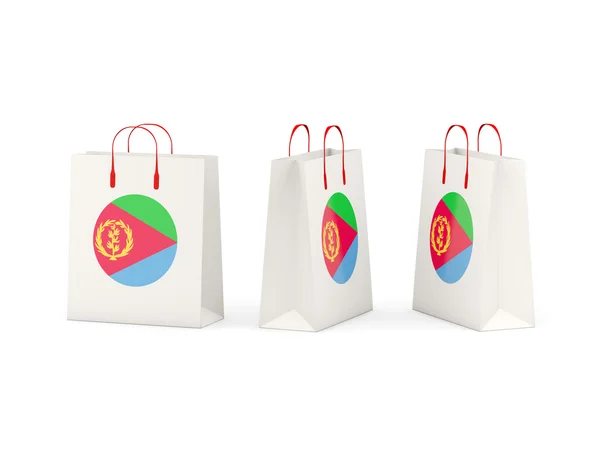 Flag of eritrea on shopping bags — Stock Photo, Image