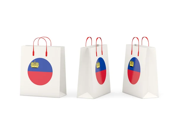 Bandiera del Liechtenstein sulle borse della spesa — Foto Stock