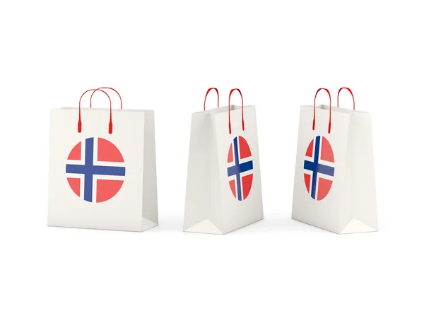 Bandeira de norway em sacos de compras — Fotografia de Stock