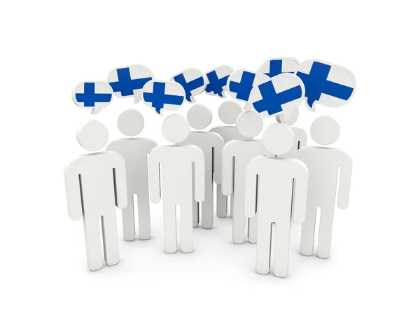 Pessoas com bandeira da Finlândia — Fotografia de Stock