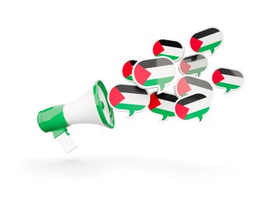 Filistin topraklarının bayrağı ile megafon