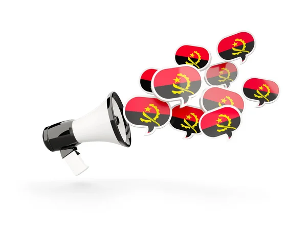 Megaphone with flag of angola — Stock Photo, Image