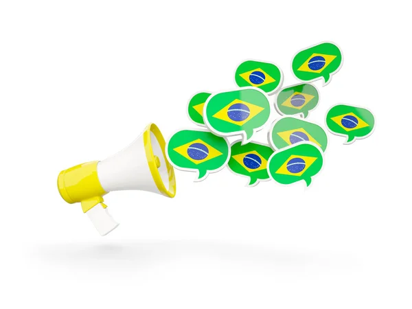 Megafone com bandeira do brasil — Fotografia de Stock