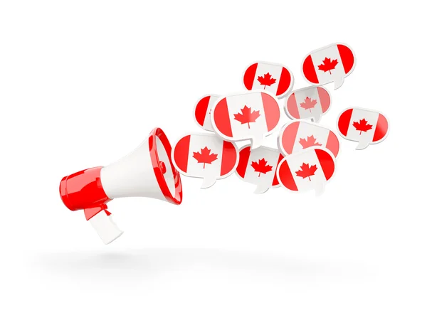 Мегафон с флагом Канады — стоковое фото