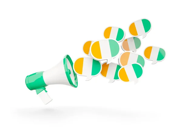 Megaphone with flag of cote d Ivoire — Stock Photo, Image
