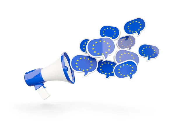 Megafon z flagą Unii Europejskiej — Zdjęcie stockowe