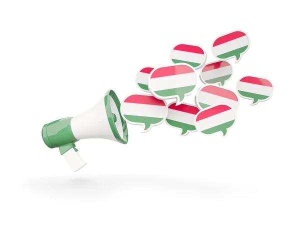 Megafone com bandeira de húngaro — Fotografia de Stock