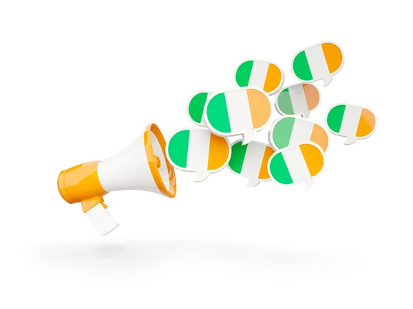 Megaphone with flag of ireland — Stock Photo, Image