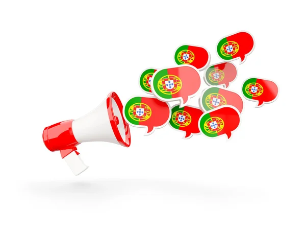 Мегафон с флагом Португалии — стоковое фото