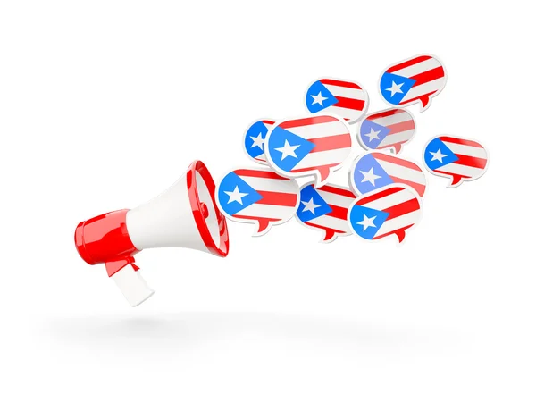 Megaphone with flag of puerto rico — Stock Photo, Image